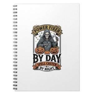 Battery Repair Witch Funny Halloween Technician Sh Notebook