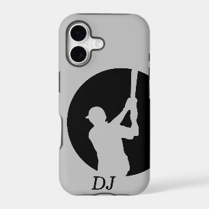 Batteur de baseball Silhouette sur un monogramme d