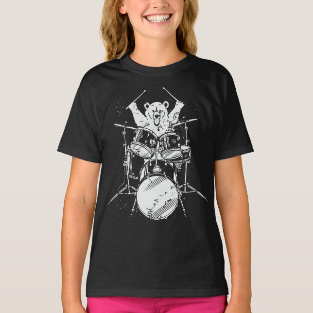 Batteur d'ours Jouer des tambours T-shirt fille (Devant)