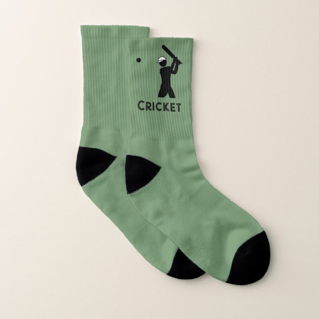 Batting - Cricket Player and Bat with custom text Socks (Pair)
