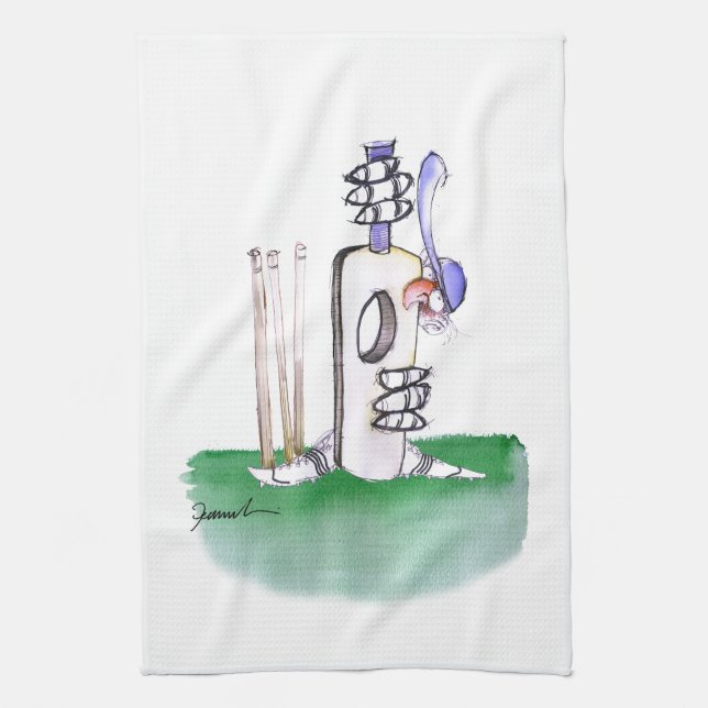 Batting Lesson - cricket, tony fernandes Kitchen Towel (Vertical)
