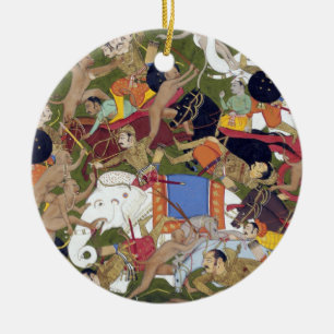 Battle at Lanka Ramayana Udaipur India Sahibdin  Ceramic Ornament
