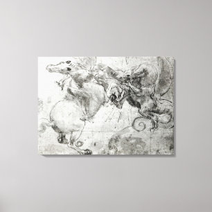 Battle between a Rider and a Dragon, c.1482 Canvas Print