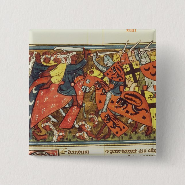 Battle between Crusaders and Moslems 2 Inch Square Button (Front)