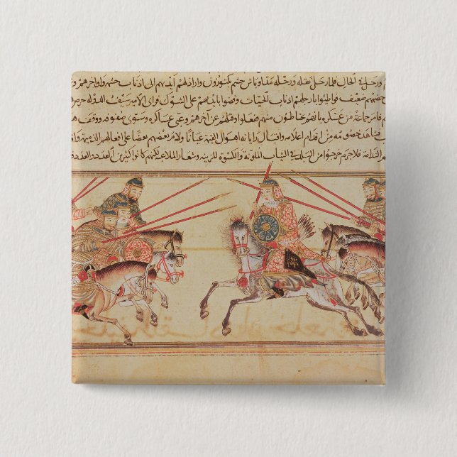 Battle between Mongol tribes, 13th century 2 Inch Square Button (Front)