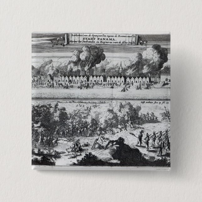 Battle between the Buccaneers 2 Inch Square Button (Front)