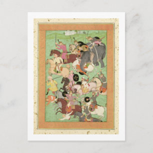 Battle between the forces of Iran and Turan, illus Postcard