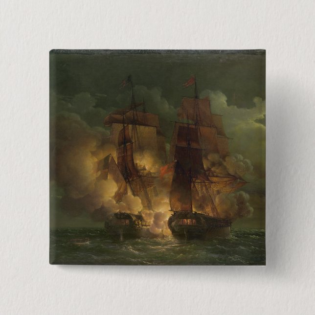Battle Between the French Frigate 'Arethuse' 2 Inch Square Button (Front)