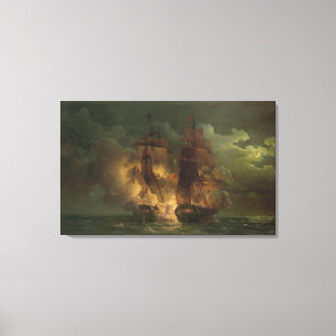 Battle Between the French Frigate 'Arethuse' Canvas Print