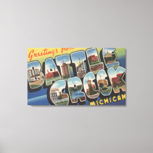Battle Creek, Michigan - Large Letter Scenes Canvas Print