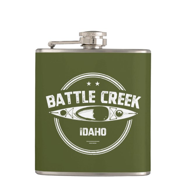 Battle Creek Wild And Scenic River Idaho Kayaking Hip Flask (Front)