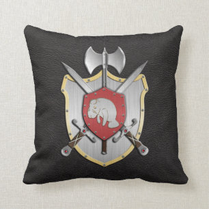 Battle Crest Manatee Black Throw Pillow