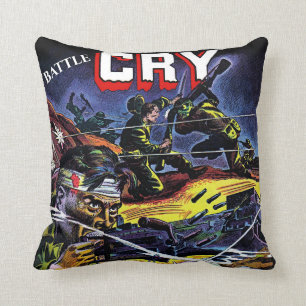Battle Cry 07 War Vintage Comics Throw Pillow
