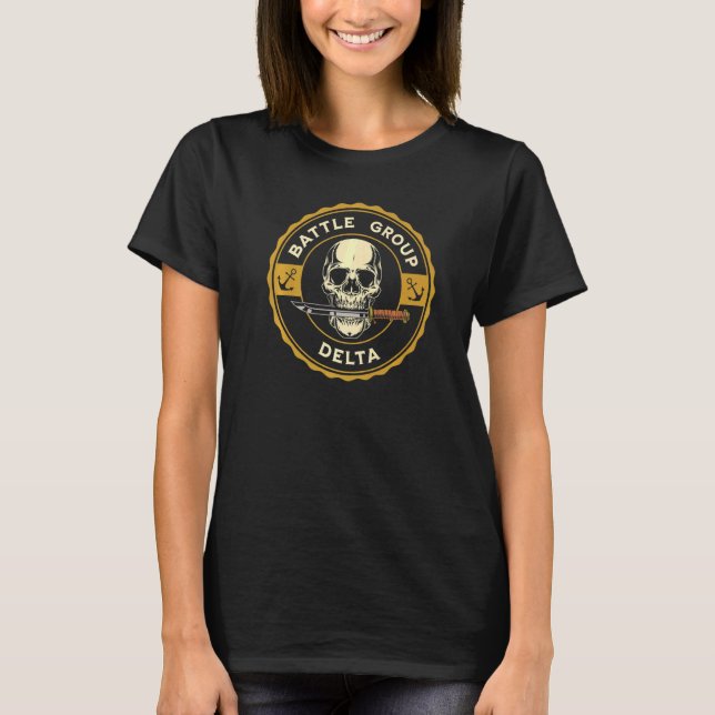Battle Group Delta Skull With Knife Sailor Art   T-Shirt (Front)