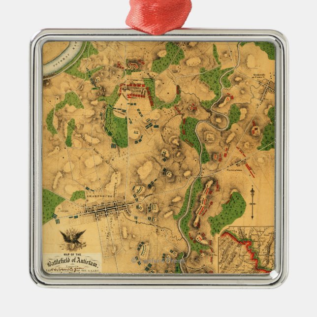 Battle of Antietam - Civil War Panoramic Map 3 Metal Ornament (Front)