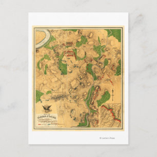 Battle of Antietam - Civil War Panoramic Map 3 Postcard