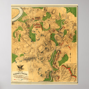 Battle of Antietam - Civil War Panoramic Map 3 Poster