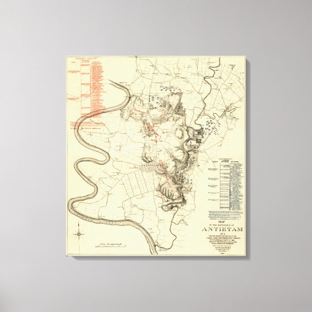 Battle of Antietam - Civil War Panoramic Map 4 Canvas Print (Front)