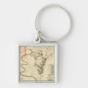 Battle of Antietam - Civil War Panoramic Map 4 Keychain