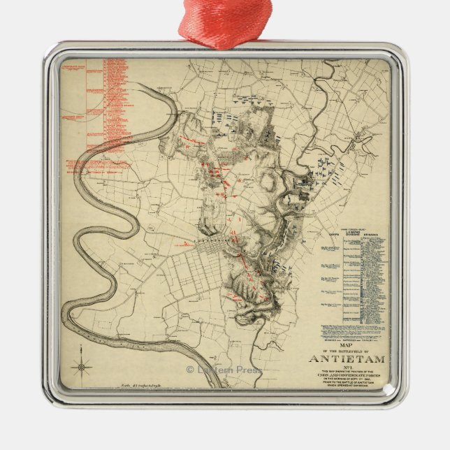 Battle of Antietam - Civil War Panoramic Map 4 Metal Ornament (Front)