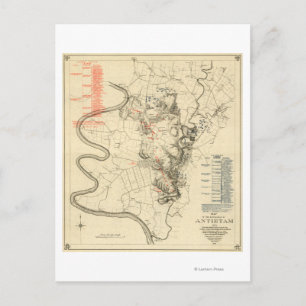 Battle of Antietam - Civil War Panoramic Map 4 Postcard