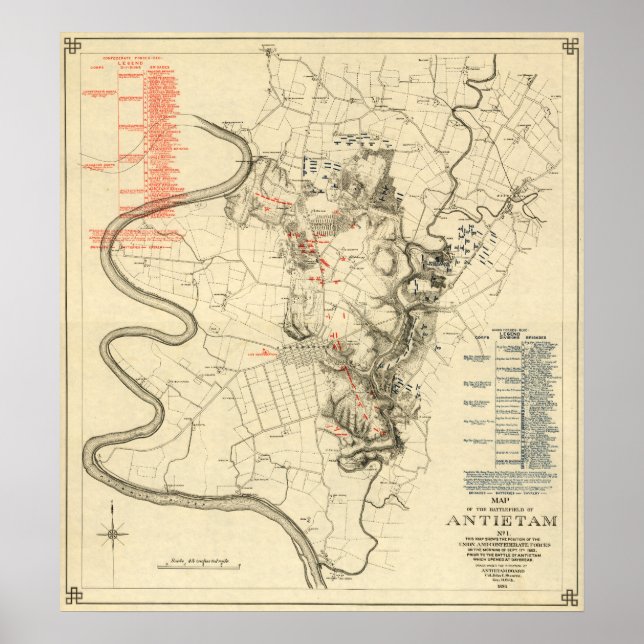 Battle of Antietam - Civil War Panoramic Map 4 Poster (Front)