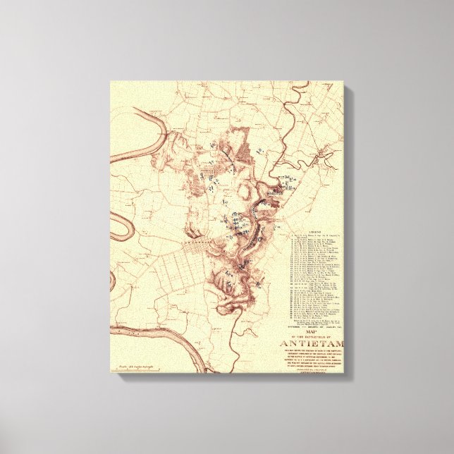 Battle of Antietam - Civil War Panoramic Map 5 Canvas Print (Front)