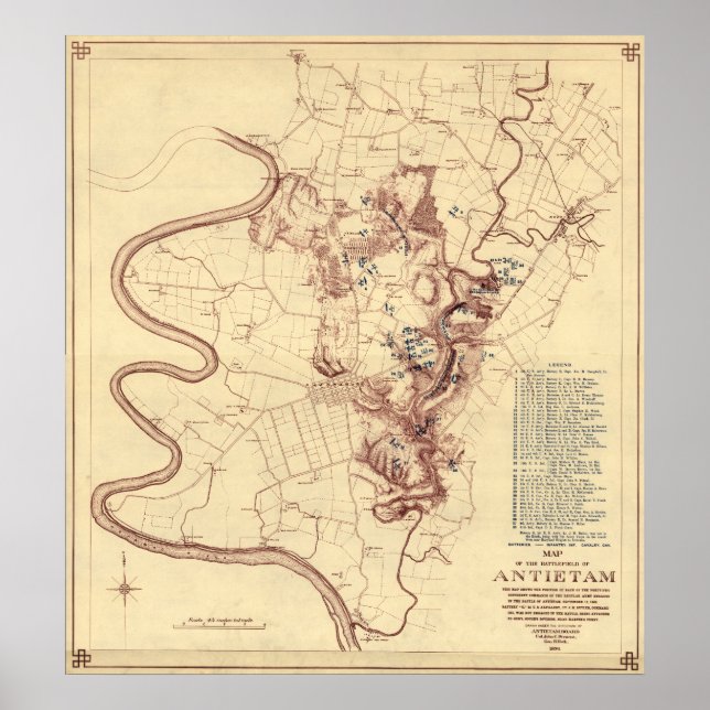 Battle of Antietam - Civil War Panoramic Map 5 Poster (Front)