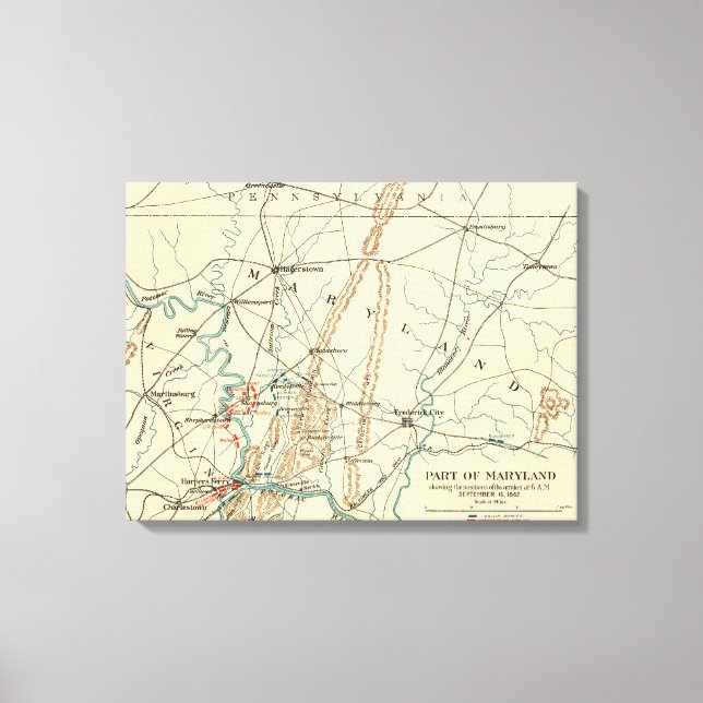 Battle of Antietam - Civil War Panoramic Map 7 Canvas Print (Front)