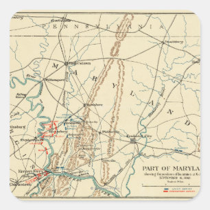 Battle of Antietam - Civil War Panoramic Map 7 Square Sticker