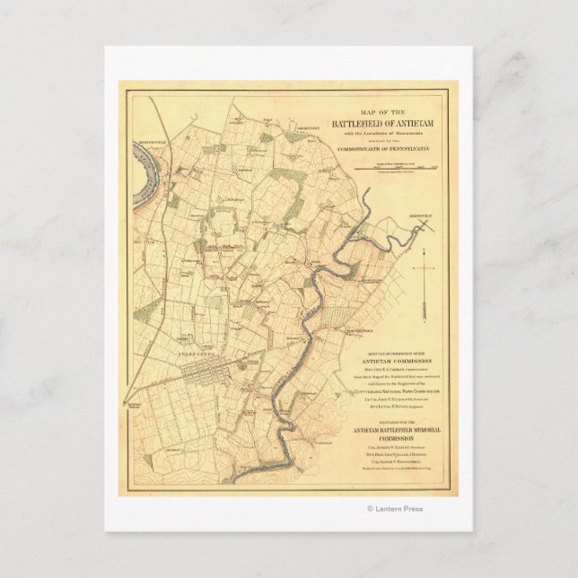 Battle of Antietam - Civil War Panoramic Map Postcard (Front)