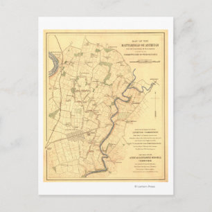 Battle of Antietam - Civil War Panoramic Map Postcard