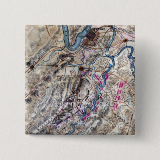 Battle of Chickamauga - Civil War Panoramic Map 2 Inch Square Button