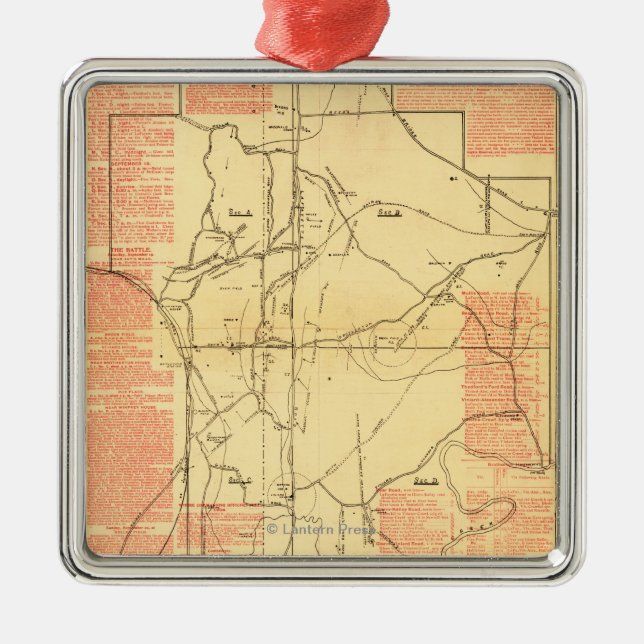 Battle of Chickamauga - Civil War Panoramic Map 2 Metal Ornament (Front)