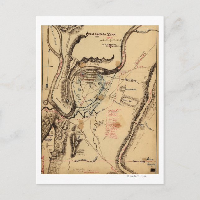 Battle of Chickamauga - Civil War Panoramic Map 4 Postcard (Front)