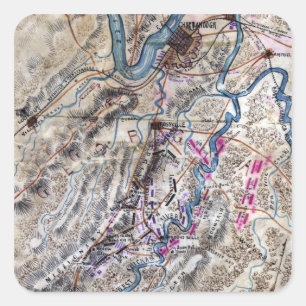 Battle of Chickamauga - Civil War Panoramic Map Square Sticker