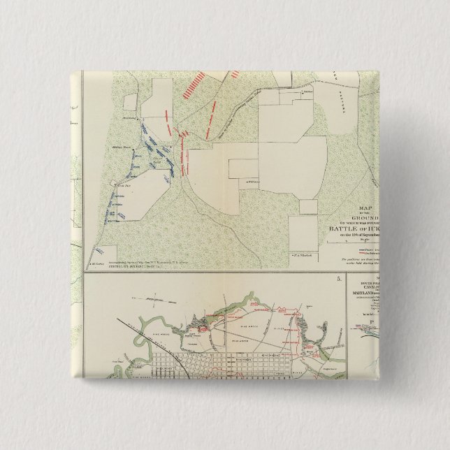 Battle of Corinth Iuka Bayou Fourche 2 Inch Square Button (Front)