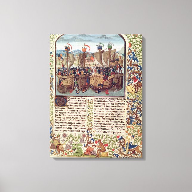 Battle of Ecluse, from 'Froissart's Chronicle' Canvas Print (Front)