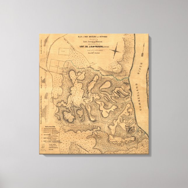 Battle of Fort Donelson - Civil War Panoramic Ma Canvas Print (Front)