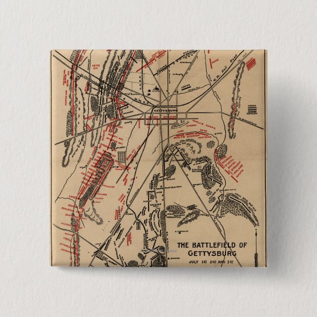 Battle of Gettysburg 2 2 Inch Square Button (Front)