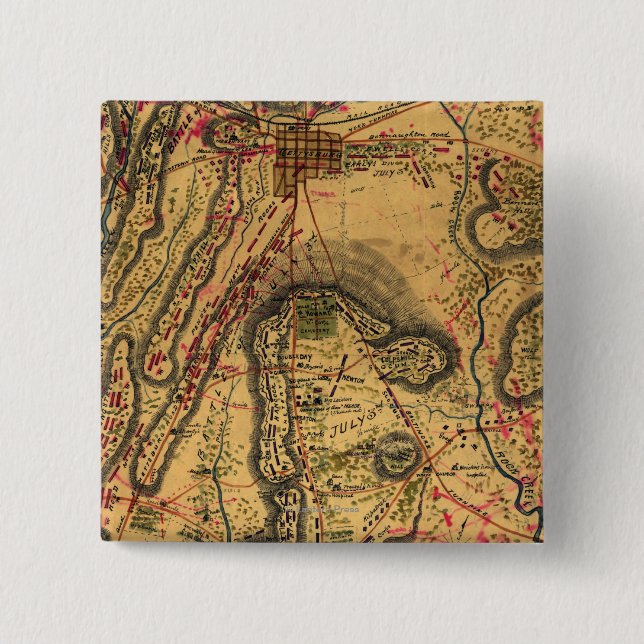 Battle of Gettysburg 2 Inch Square Button (Front)
