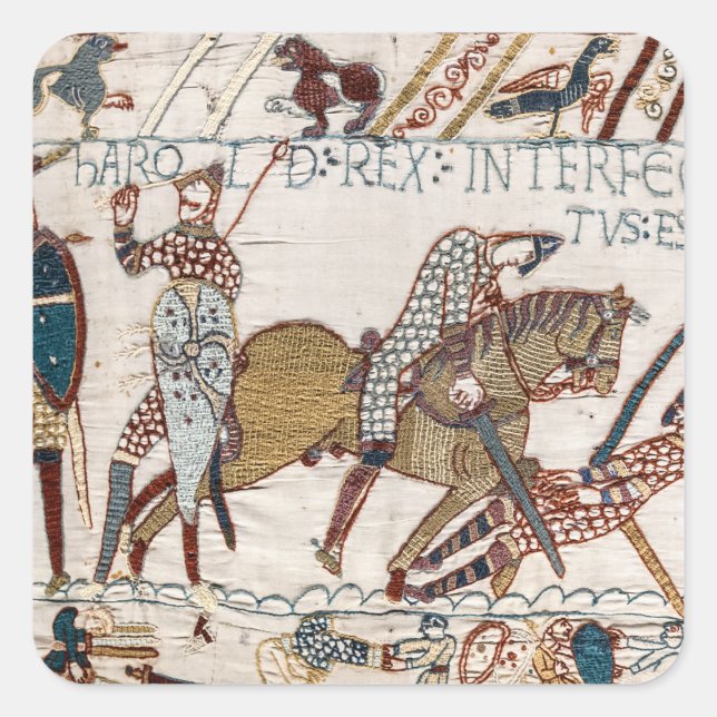 Battle of Hastings- Bayeux Tapestry King Harold Square Sticker (Front)