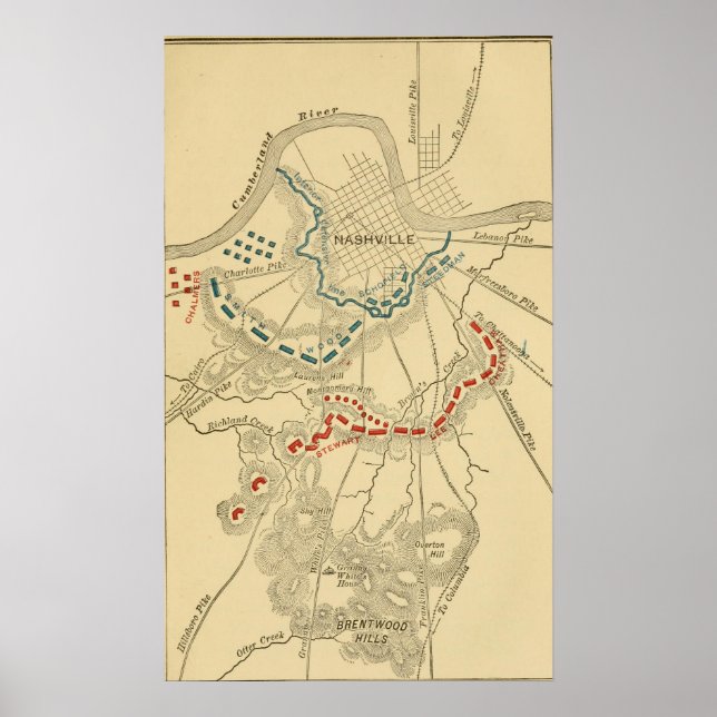 Battle of Nashville Map Poster (Front)