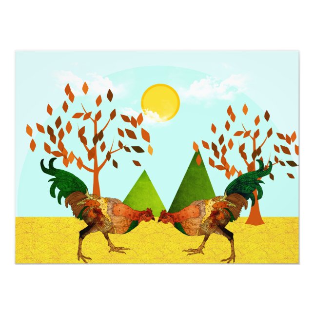Battle of Roosters Photo Print (Front)