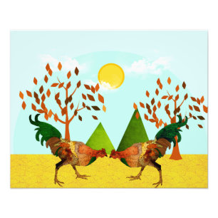 Battle of Roosters Photo Print