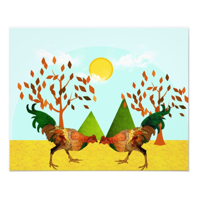 Battle of Roosters Photo Print (Front)