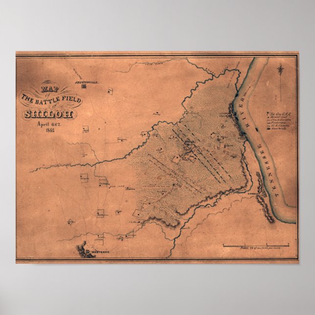 Battle of Shiloh - Civil War Panoramic Map 2 Poster (Front)