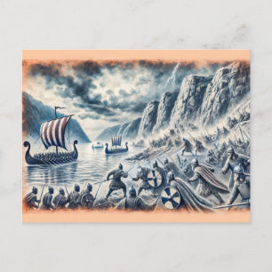 Battle of Stiklestad in Pastel Chalk Drawing Postcard