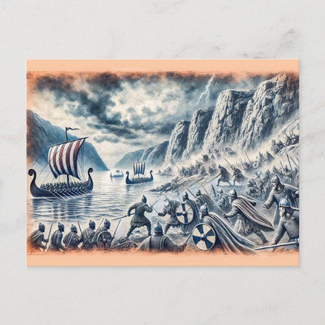 Battle of Stiklestad in Pastel Chalk Drawing Postcard (Front)