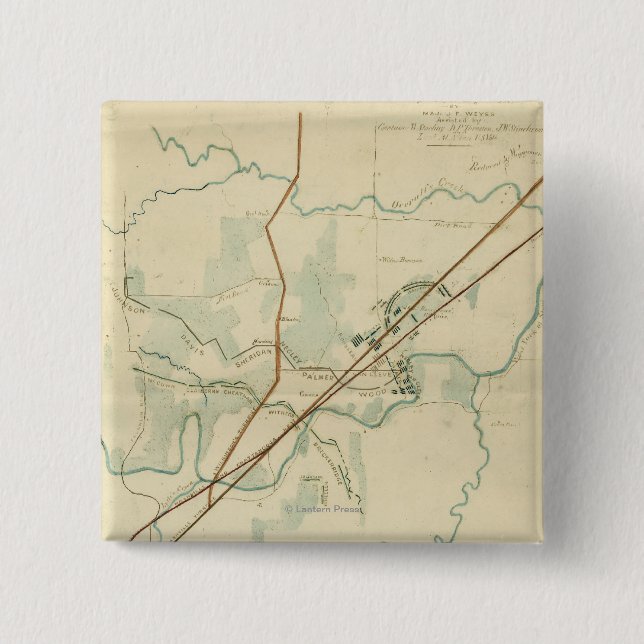 Battle of Stones River - Civil War Panoramic 2 Inch Square Button (Front)